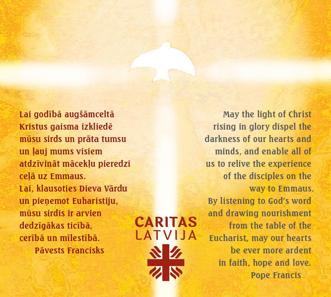 Lai godībā augšāmceltā Kristus gaisma izkliedē mūsu sirds un prāta tumsu!