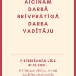 Aicinām darbā brīvprātīgā darba vadītāju (draudzēs un institūcijās)