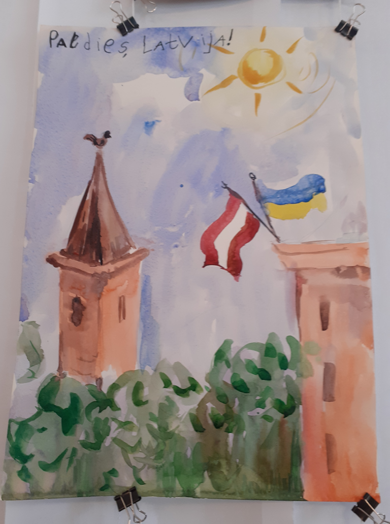 Jēkaba katedrāles svētdienas skolā skatāma ukraiņu bērnu zīmējumu izstāde