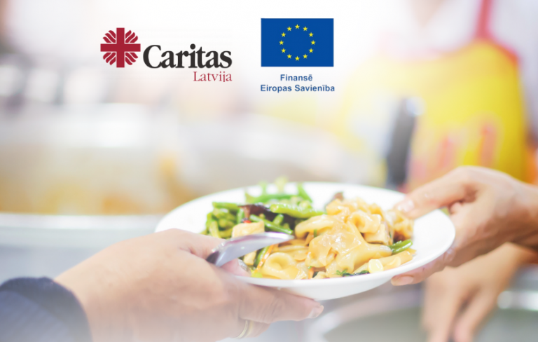 “Caritas Latvija” piedāvā iespēju Ukrainas civiliedzīvotājiem saņemt siltā ēdiena atbalsta paku.