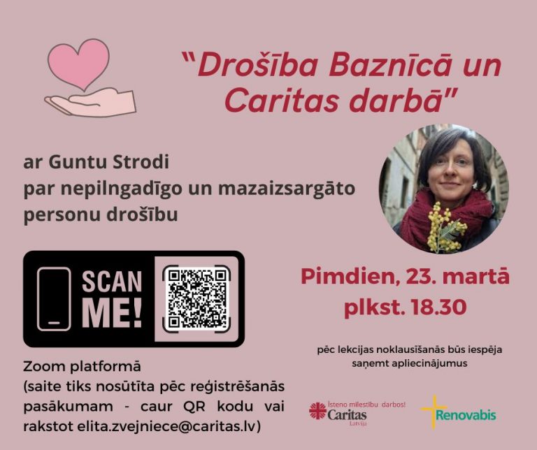 PIETEIKŠANĀS: Tiešsaistes lekcija “Drošība Baznīcā un Caritas darbā” 🕊️