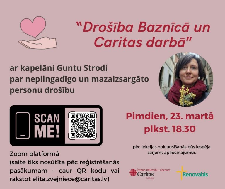 PIETEIKŠANĀS: Tiešsaistes lekcija “Drošība Baznīcā un Caritas darbā” 🕊️